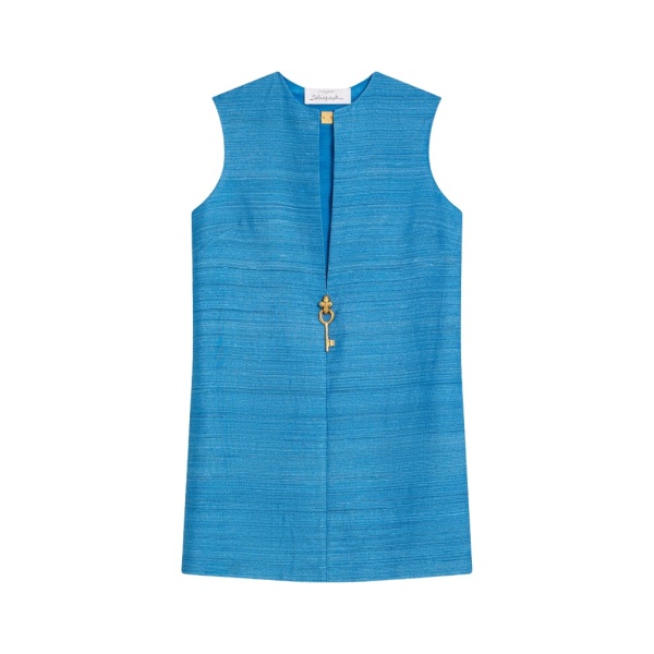 Schiaparelli Blue Tussah Sleeveless Dress Dresses in Schiaparelli Authentic Luxury Fashion at Luxury Shoes 