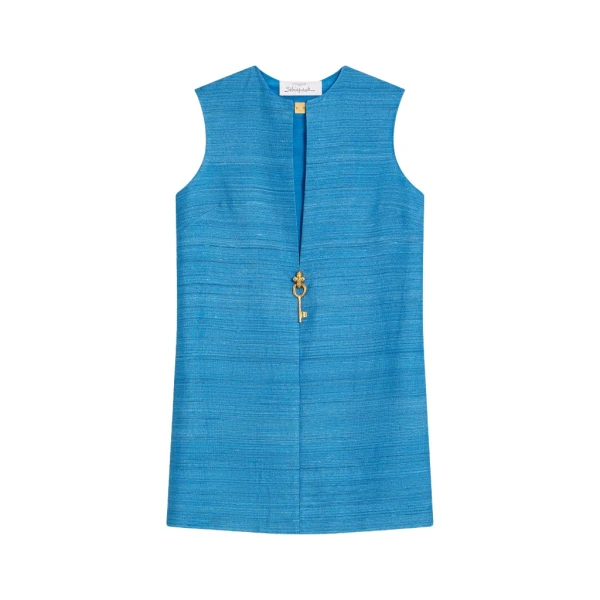 Schiaparelli Blue Tussah Sleeveless Dress Dresses in Schiaparelli Authentic Luxury Fashion at Luxury Shoes 