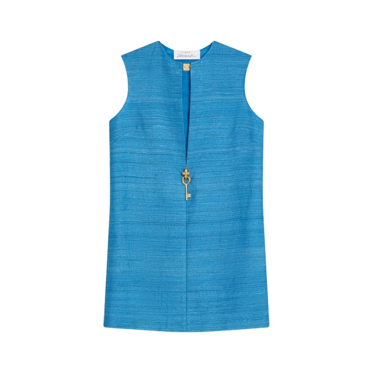 Schiaparelli Blue Tussah Sleeveless Dress Dresses in Schiaparelli Authentic Luxury Fashion at Luxury Shoes 