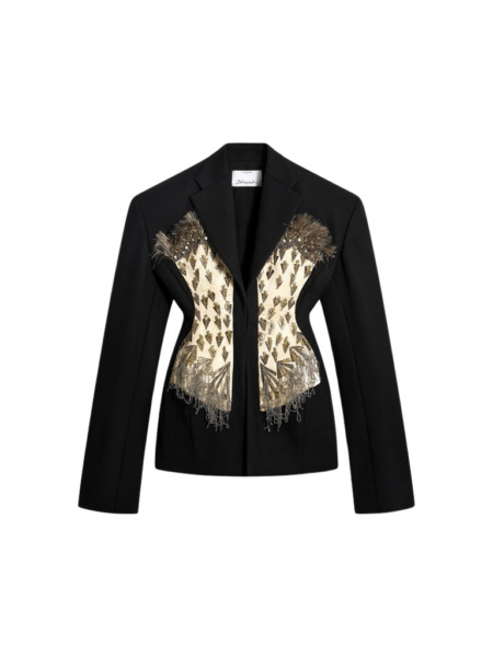 Schiaparelli Broad Shoulders Corset Embroidered Jacket Jackets in Schiaparelli Authentic Luxury Fashion at Luxury Shoes 