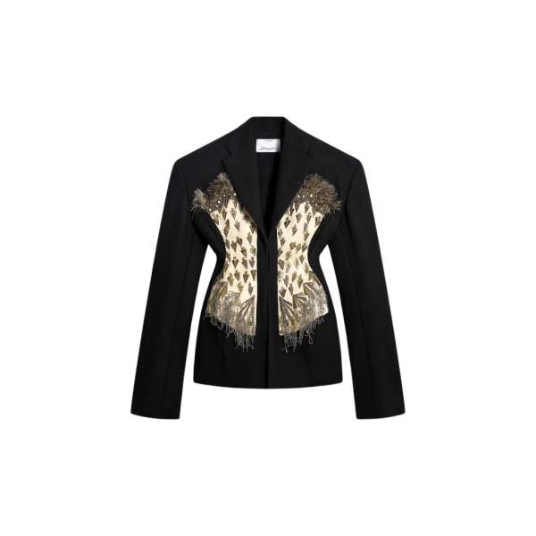 Schiaparelli Broad Shoulders Corset Embroidered Jacket Jackets in Schiaparelli Authentic Luxury Fashion at Luxury Shoes 