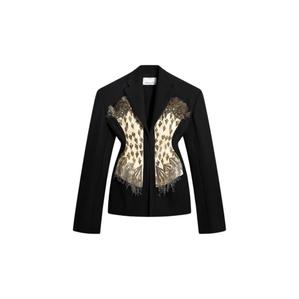 Schiaparelli Broad Shoulders Corset Embroidered Jacket Jackets in Schiaparelli Authentic Luxury Fashion at Luxury Shoes 