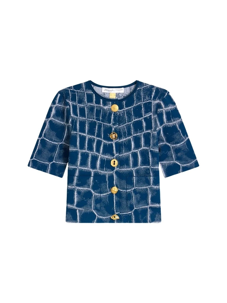Schiaparelli-Crocodile-Jacquard-Cardigan75064_nobg Schiaparelli Crocodile Jacquard Cardigan Knitwear in Schiaparelli Authentic Luxury Fashion at Luxury Shoes