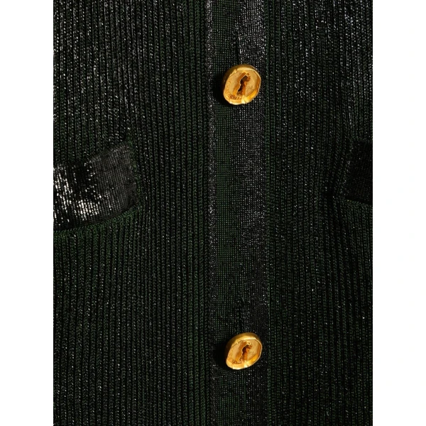 Schiaparelli Dark Green Laminated Shirt Cardigan Knitwear in Schiaparelli Authentic Luxury Fashion at Luxury Shoes 