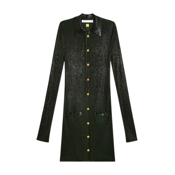 Schiaparelli Dark Green Laminated Shirt Cardigan Knitwear in Schiaparelli Authentic Luxury Fashion at Luxury Shoes 