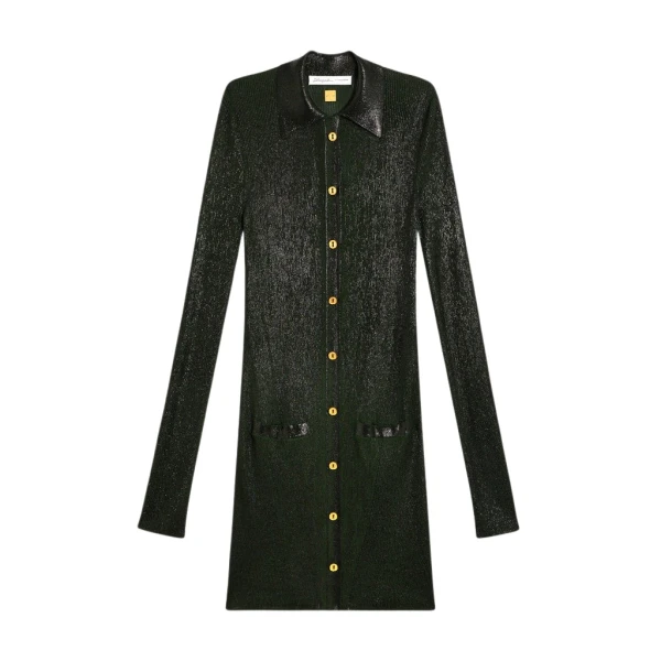 Schiaparelli Dark Green Laminated Shirt Cardigan Knitwear in Schiaparelli Authentic Luxury Fashion at Luxury Shoes 