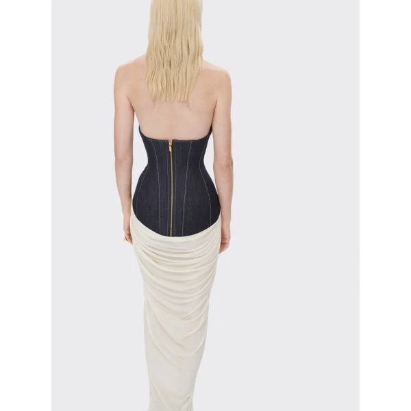 Schiaparelli Denim Bustier Dress Dresses in Schiaparelli Authentic Luxury Fashion at Luxury Shoes 