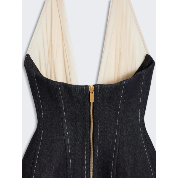 Schiaparelli Denim Bustier Dress Dresses in Schiaparelli Authentic Luxury Fashion at Luxury Shoes 