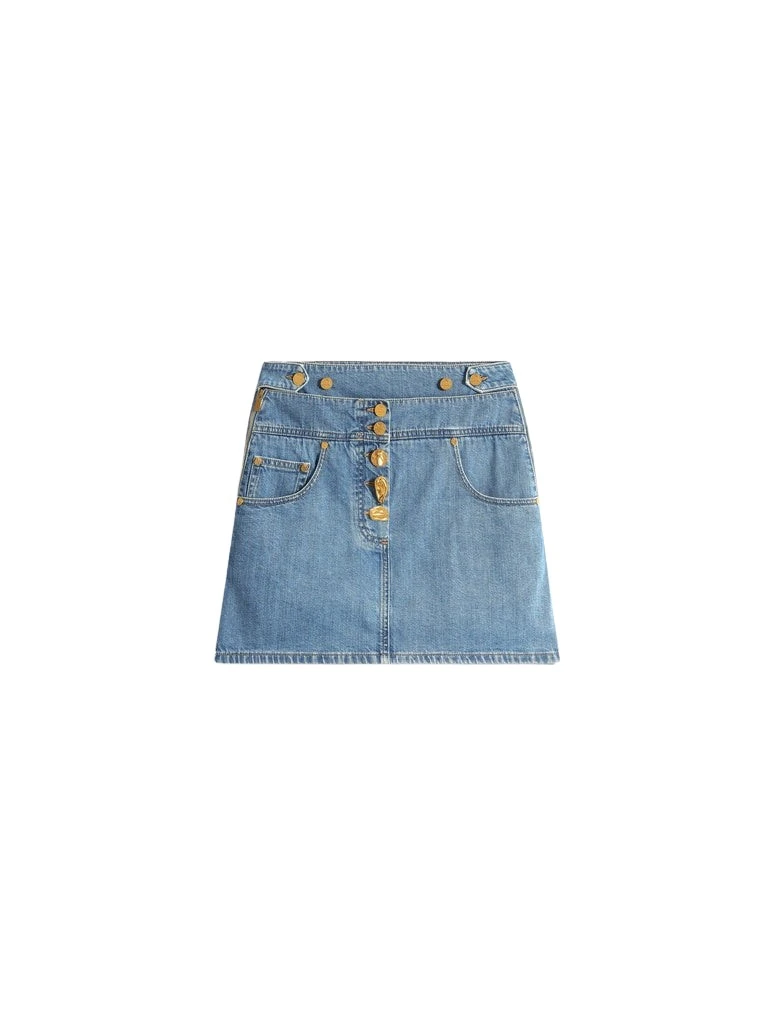 Schiaparelli-Denim-Miniskirt73963_nobg Schiaparelli Denim Miniskirt Skirts in Schiaparelli Authentic Luxury Fashion at Luxury Shoes