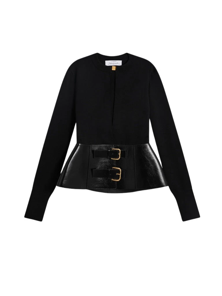 Schiaparelli-Dual-Material-Cardigan-324264_nobg Schiaparelli Dual-Material Cardigan Knitwear in Schiaparelli Authentic Luxury Fashion at Luxury Shoes