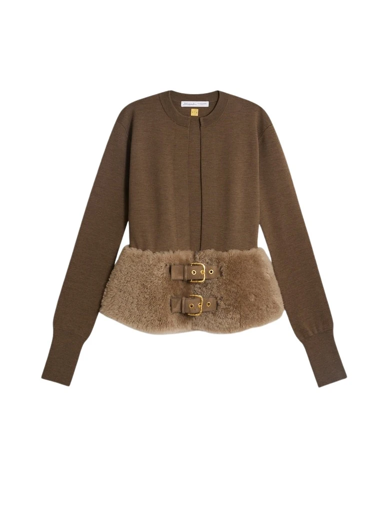 Schiaparelli-Dual-Material-Cardigan46796_nobg Schiaparelli Dual-Material Cardigan Knitwear in Schiaparelli Authentic Luxury Fashion at Luxury Shoes