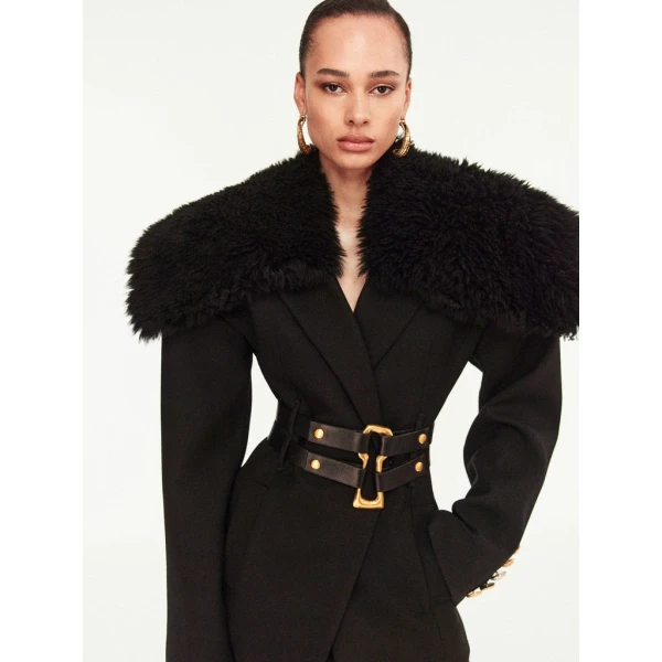 Schiaparelli Dual-Material Tailored Jacket Jackets in Schiaparelli Authentic Luxury Fashion at Luxury Shoes 
