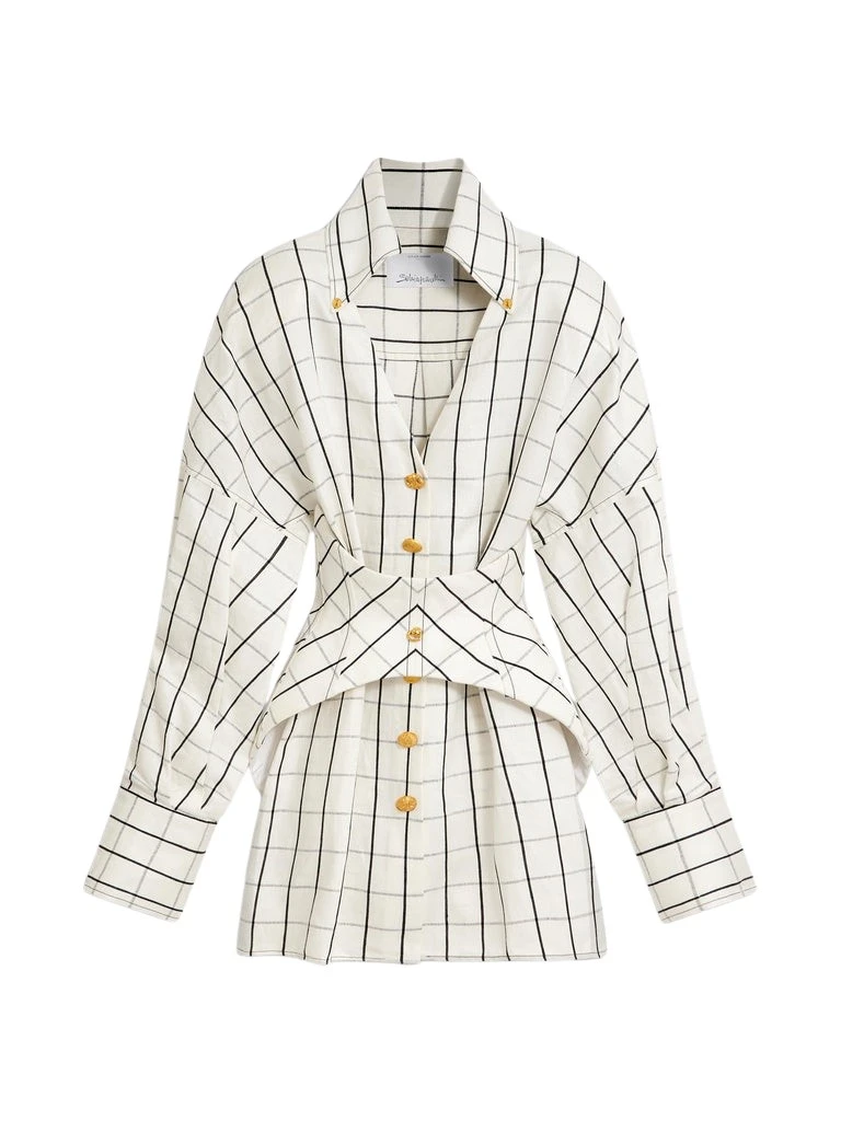 Schiaparelli-Laced-Up-Shirt-Dress96917_nobg Schiaparelli Laced-Up Shirt Dress Dresses in Schiaparelli Authentic Luxury Fashion at Luxury Shoes
