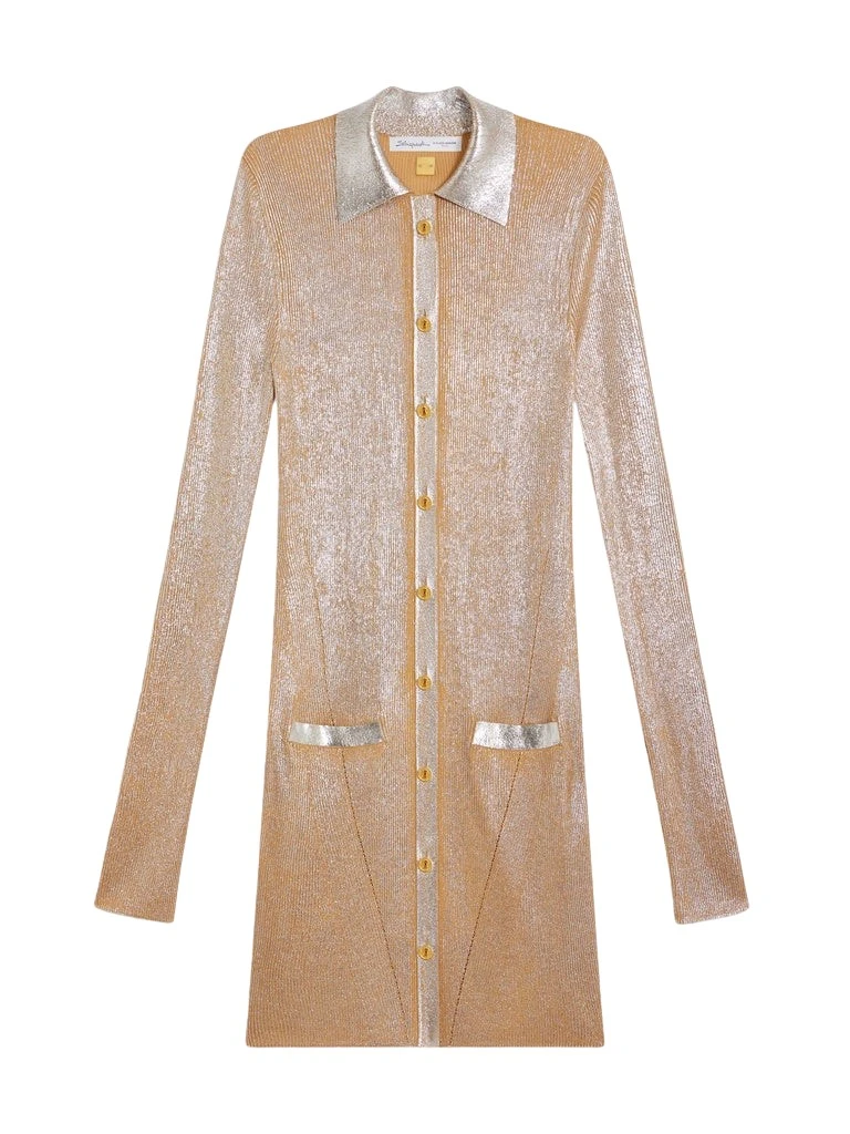 Schiaparelli-Laminated-Shirt-Cardigan69007_nobg Schiaparelli Laminated Shirt Cardigan Knitwear in Schiaparelli Authentic Luxury Fashion at Luxury Shoes