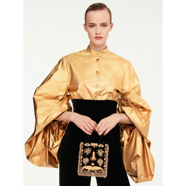 Schiaparelli Officer Collar Shirt Tops in Schiaparelli Authentic Luxury Fashion at Luxury Shoes 