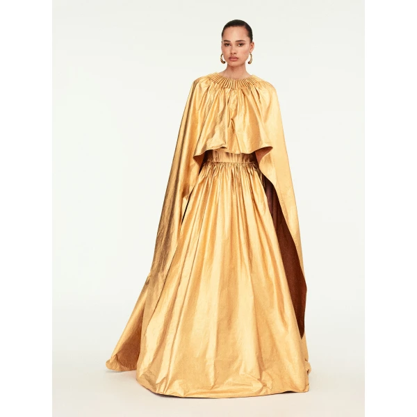 Schiaparelli Ruched Cape Dress Dresses in Schiaparelli Authentic Luxury Fashion at Luxury Shoes 