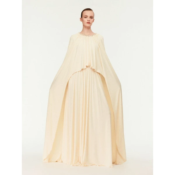 Schiaparelli Ruched Cape Dress Dresses in Schiaparelli Authentic Luxury Fashion at Luxury Shoes 