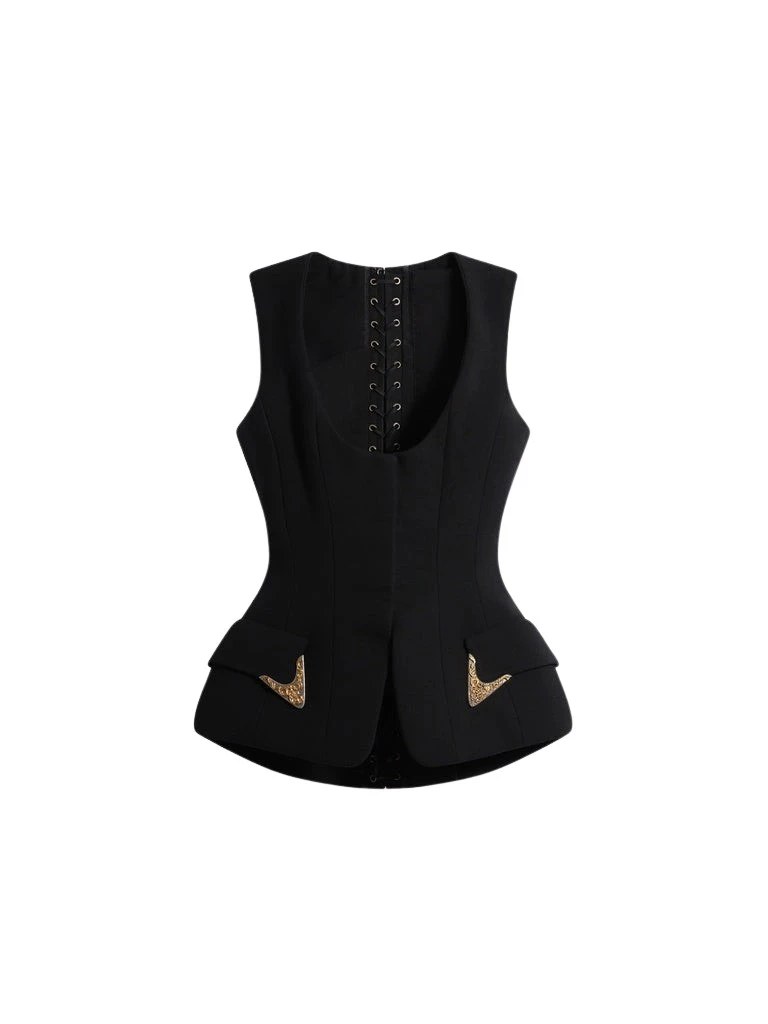 Schiaparelli-Sleeveless-Waistcoat62127_nobg Schiaparelli Sleeveless Waistcoat Jackets in Schiaparelli Authentic Luxury Fashion at Luxury Shoes