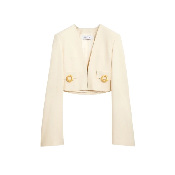 Schiaparelli Square-Shouldered Collareless Jacket Jackets in Schiaparelli Authentic Luxury Fashion at Luxury Shoes 