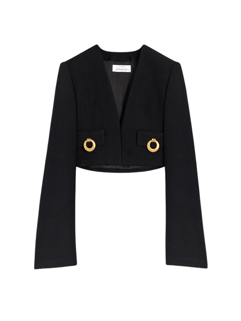 Schiaparelli Square-Shouldered Collarless Jacket Jackets in Schiaparelli Authentic Luxury Fashion at Luxury Shoes 