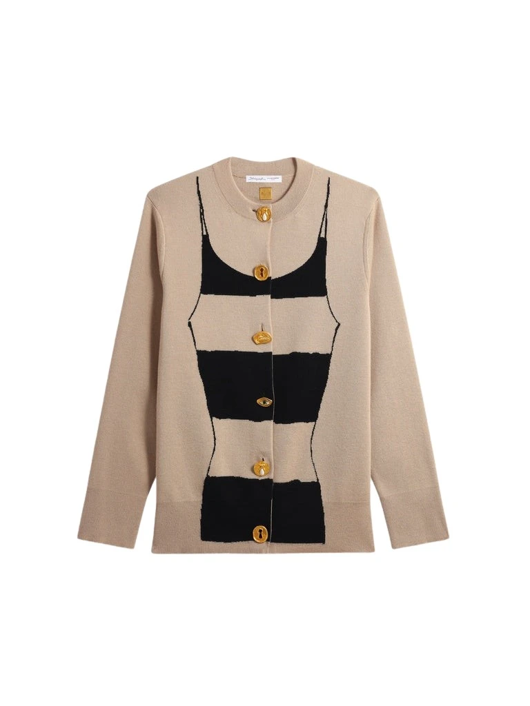 Schiaparelli-Trompe-LOeil-Cardigan-355821_nobg Schiaparelli Trompe L'Oeil Cardigan Knitwear in Schiaparelli Authentic Luxury Fashion at Luxury Shoes