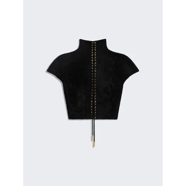 Schiaparelli Velvet-Effect Knitted Jumper Knitwear in Schiaparelli Authentic Luxury Fashion at Luxury Shoes 