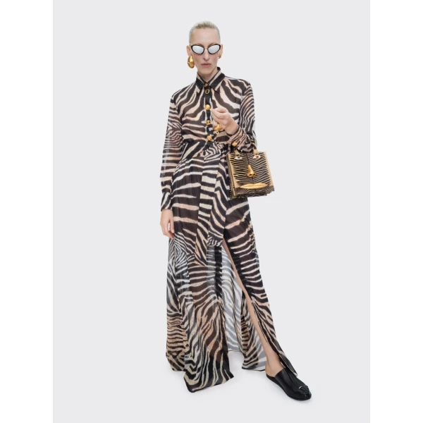 Schiaparelli Zebra Shirt Dress Dresses in Schiaparelli Authentic Luxury Fashion at Luxury Shoes 