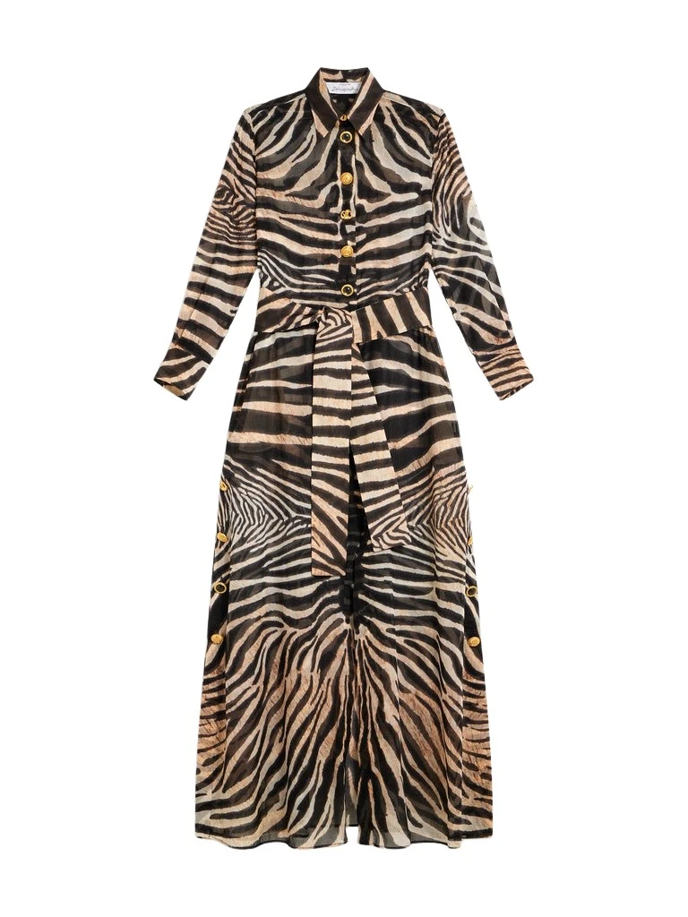 Schiaparelli-Zebra-Shirt-Dress14671_nobg Schiaparelli Zebra Shirt Dress Dresses in Schiaparelli Authentic Luxury Fashion at Luxury Shoes