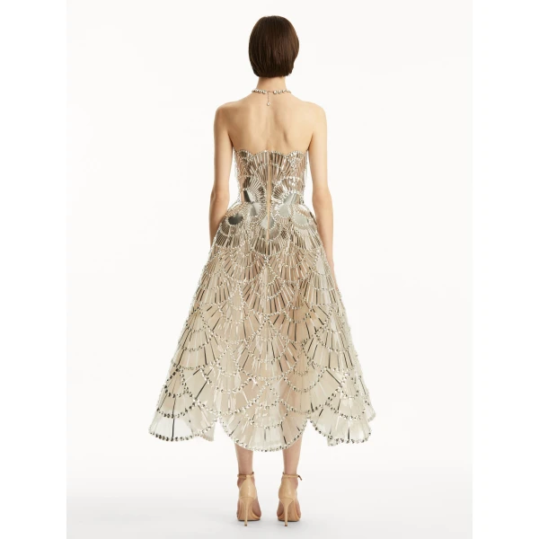 Oscar de la Renta Sequin & Crystal Scallop Embroidered Gown - Oscar de la Renta Dresses - American Couture - Shop at Luxury Shoes 