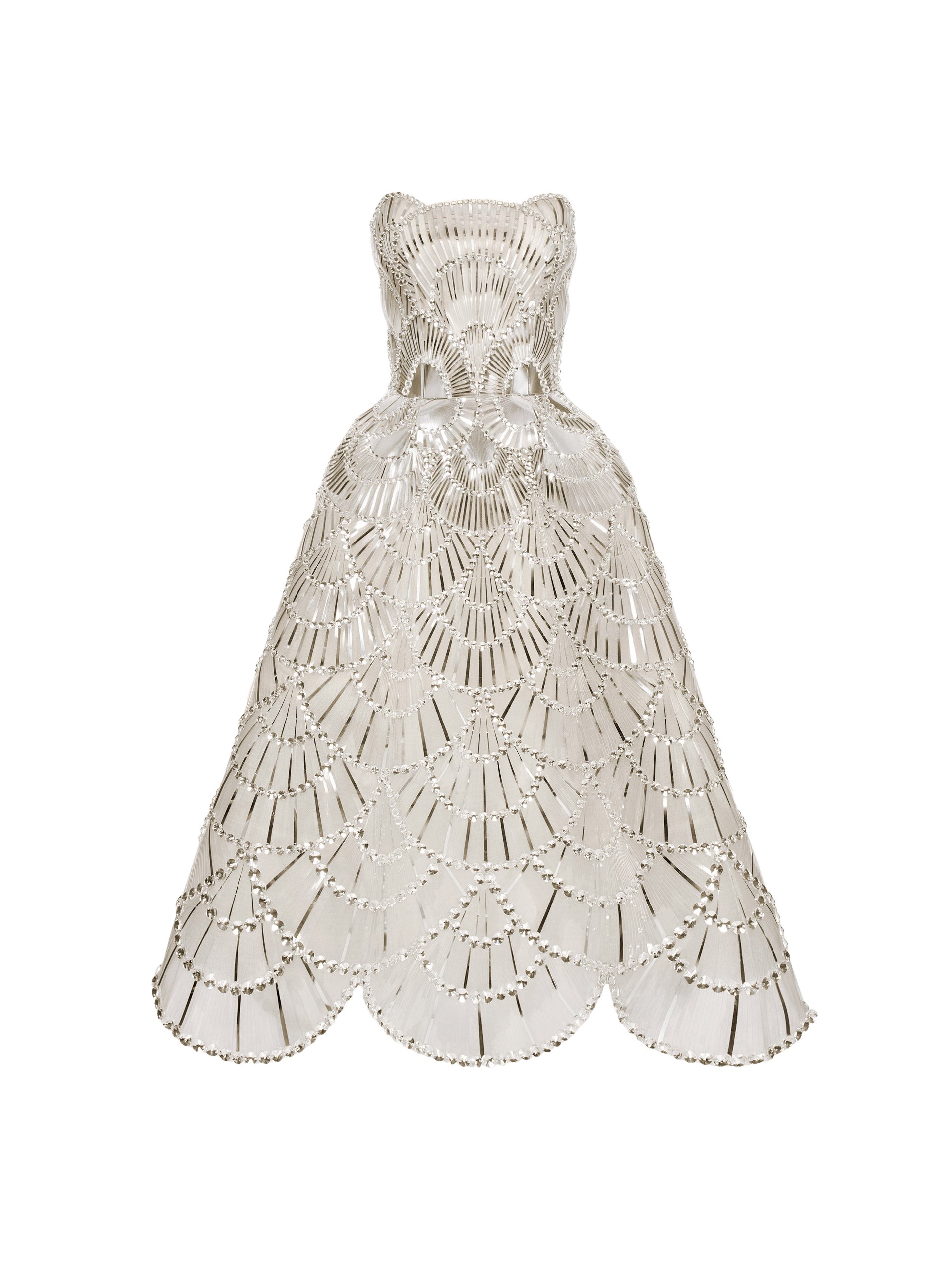 Oscar de la Renta Sequin & Crystal Scallop Embroidered Gown - Oscar de la Renta Dresses - American Couture - Shop at Luxury Shoes 