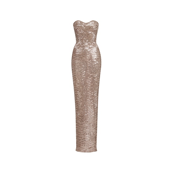 Oscar de la Renta Sequin & Crystal Wave Embroidered Gown - Oscar de la Renta Dresses - American Couture - Shop at Luxury Shoes 