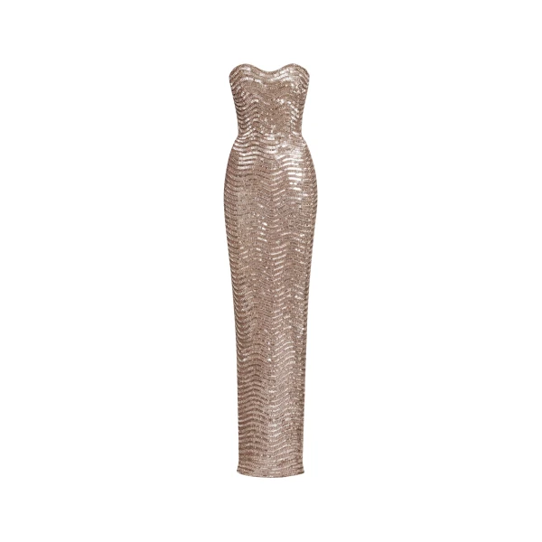 Oscar de la Renta Sequin & Crystal Wave Embroidered Gown - Oscar de la Renta Dresses - American Couture - Shop at Luxury Shoes 