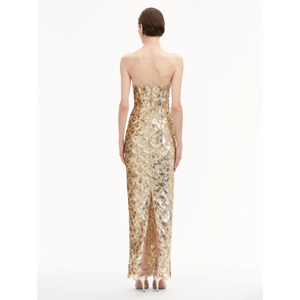 Oscar de la Renta Sequin Scallop Embroidered Gown - Oscar de la Renta Dresses - American Couture - Shop at Luxury Shoes 
