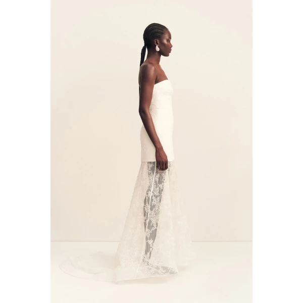 Shona Joy Elysian Hand Crafted Strapless Lace Gown - Shona Joy Dresses - Australian Designer Fashion at Luxury Shoes 
