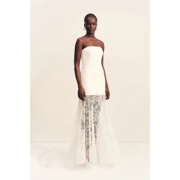 Shona Joy Elysian Hand Crafted Strapless Lace Gown - Shona Joy Dresses - Australian Designer Fashion at Luxury Shoes 
