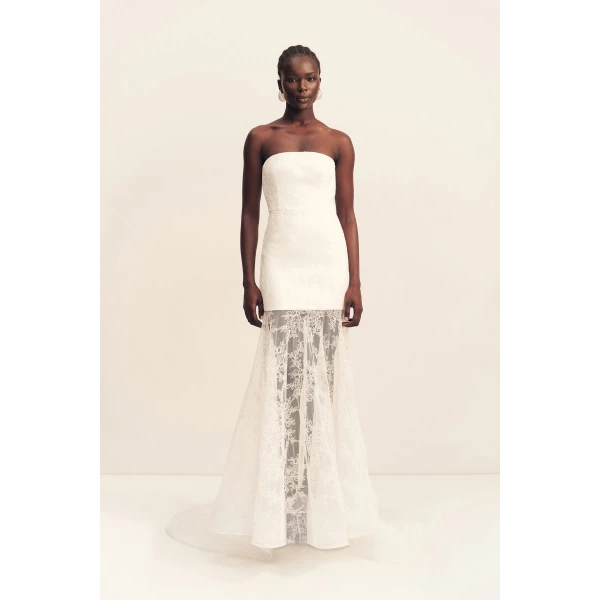 Shona Joy Elysian Hand Crafted Strapless Lace Gown - Shona Joy Dresses - Australian Designer Fashion at Luxury Shoes 