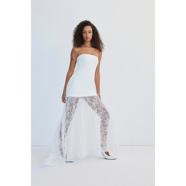 Shona Joy Elysian Hand Crafted Strapless Lace Gown - Shona Joy Dresses - Australian Designer Fashion at Luxury Shoes 