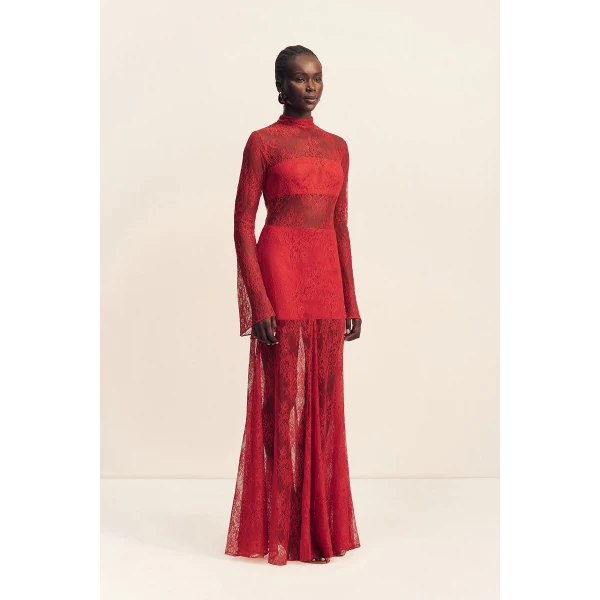 Shona Joy Labyrinth Lace High Neck Maxi Dress - Shona Joy Dresses - Australian Designer Fashion at Luxury Shoes 