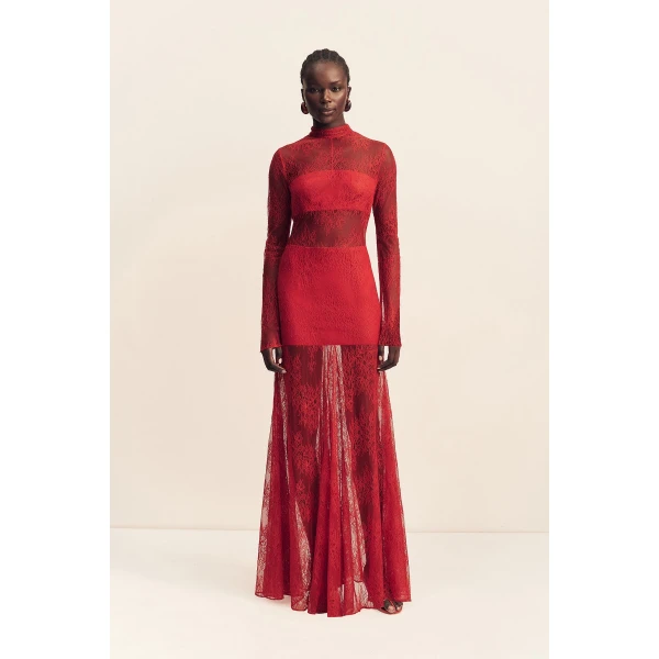 Shona Joy Labyrinth Lace High Neck Maxi Dress - Shona Joy Dresses - Australian Designer Fashion at Luxury Shoes 