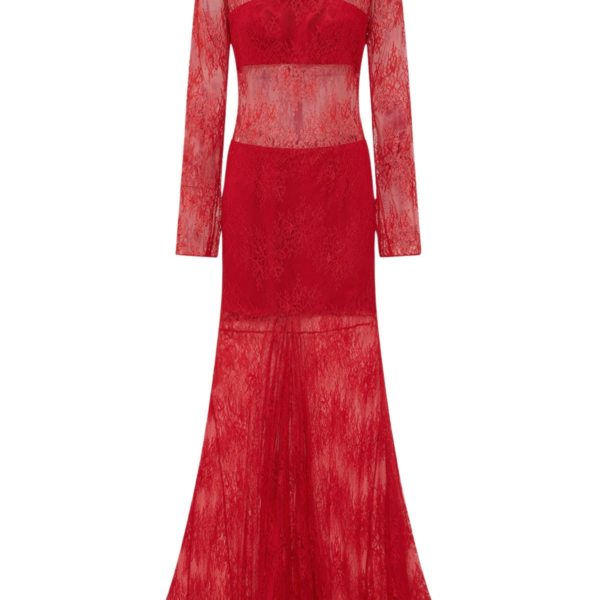 Shona Joy Labyrinth Lace High Neck Maxi Dress