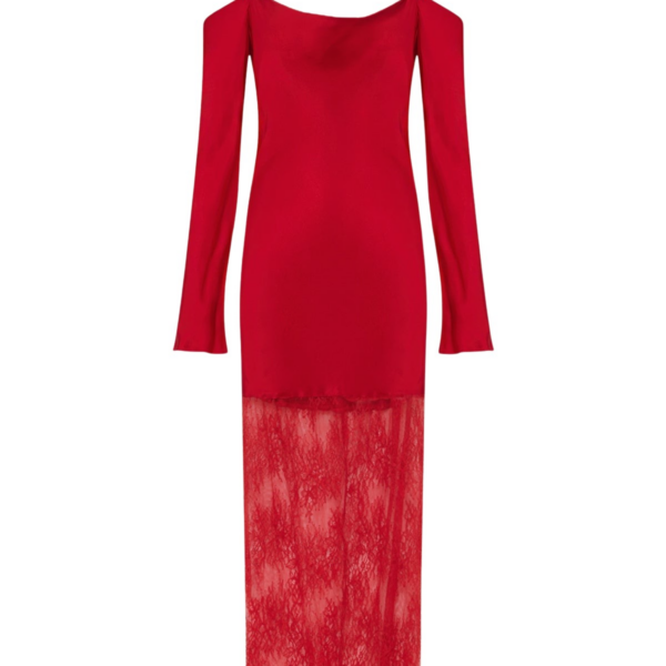 Shona Joy Labyrinth Lace Off Shoulder Maxi Dress