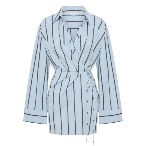 Shona Joy Saxon Draped Shirt Mini Dress