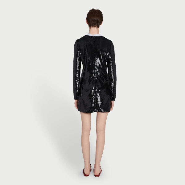Giambattista Valli Short Black Sequin Dress With Self-Tie Neck - Giambattista Valli Dresses - Romantic Couture - Shop at Luxury Shoes 