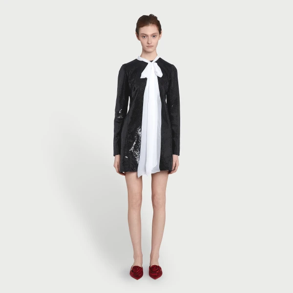 Giambattista Valli Short Black Sequin Dress With Self-Tie Neck - Giambattista Valli Dresses - Romantic Couture - Shop at Luxury Shoes 
