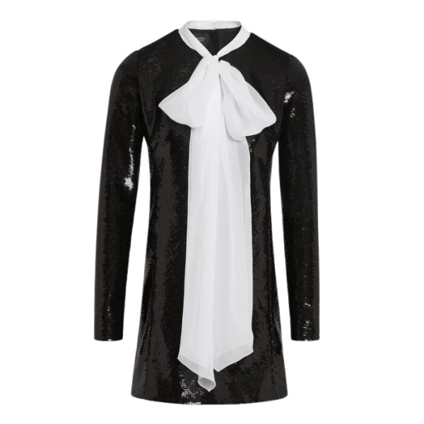 Giambattista Valli Short Black Sequin Dress With Self-Tie Neck - Giambattista Valli Dresses - Romantic Couture - Shop at Luxury Shoes 