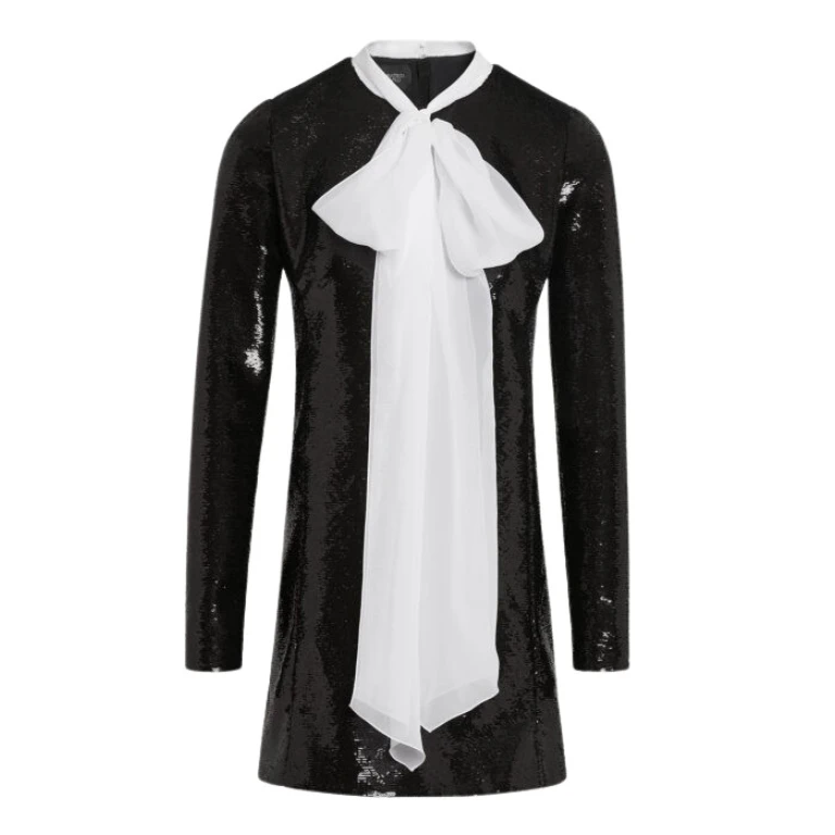 Giambattista Valli Short Black Sequin Dress With Self-Tie Neck - Giambattista Valli Dresses - Romantic Couture - Shop at Luxury Shoes 