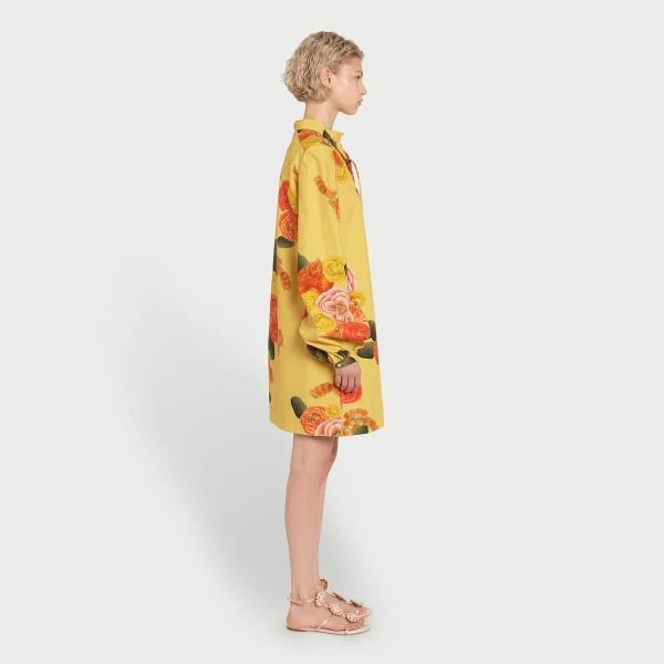 Giambattista Valli Short Blossoms Mustard Poplin Dress - Giambattista Valli Dresses - Romantic Couture - Shop at Luxury Shoes 