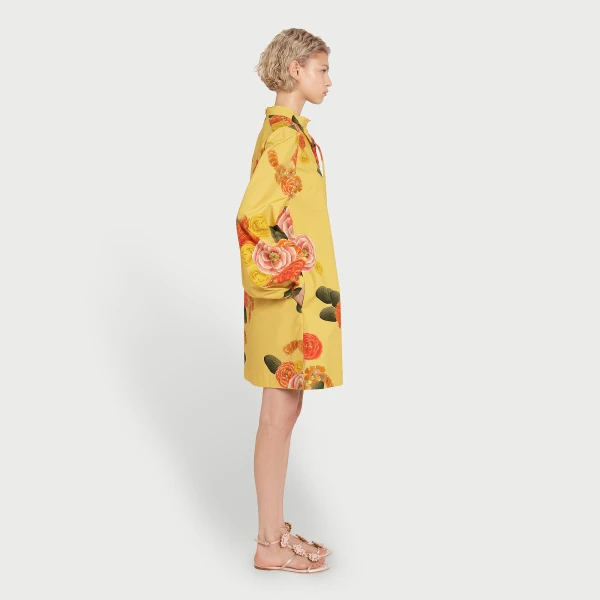 Giambattista Valli Short Blossoms Mustard Poplin Dress - Giambattista Valli Dresses - Romantic Couture - Shop at Luxury Shoes 