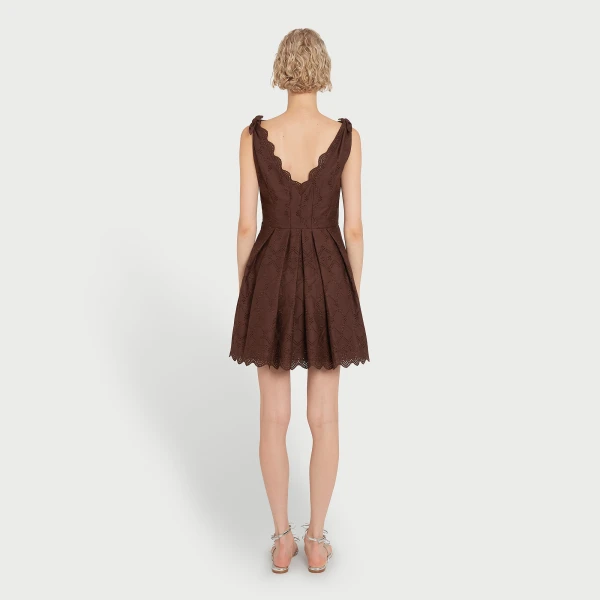Giambattista Valli Short Brown Saint-Gall Embroidery Dress - Giambattista Valli Dresses - Romantic Couture - Shop at Luxury Shoes 