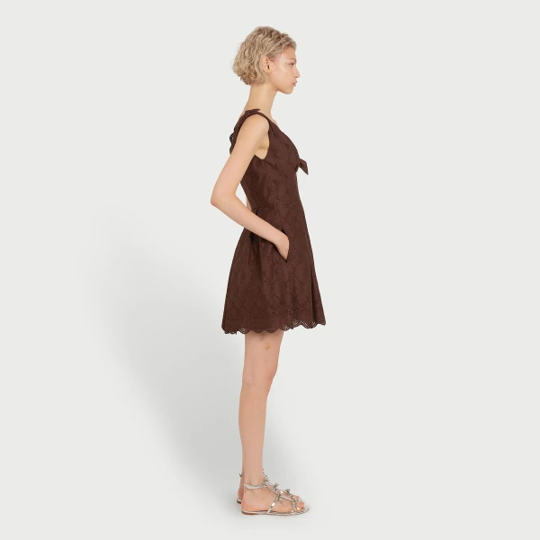 Giambattista Valli Short Brown Saint-Gall Embroidery Dress - Giambattista Valli Dresses - Romantic Couture - Shop at Luxury Shoes 